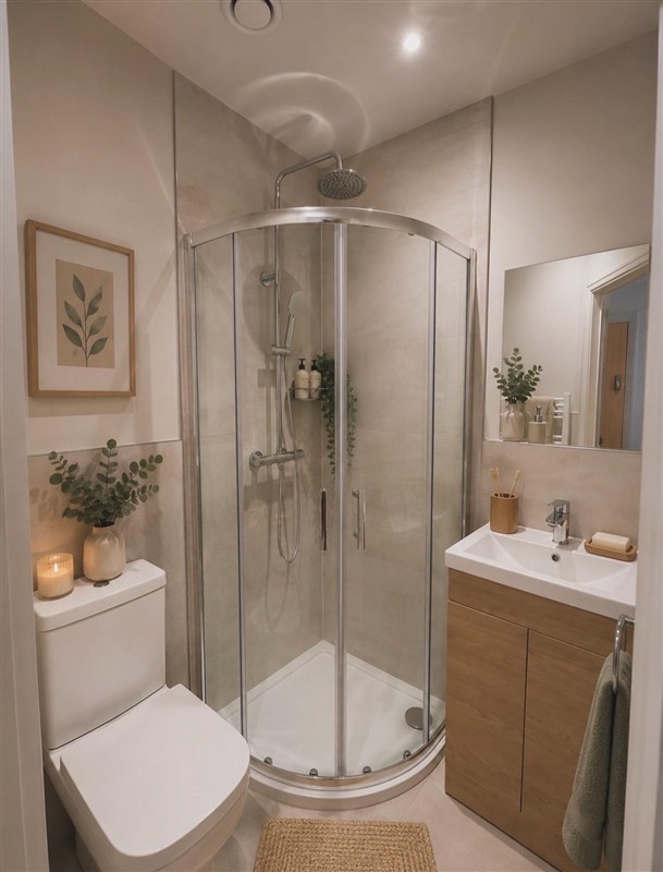 Shower room with vanity unit
