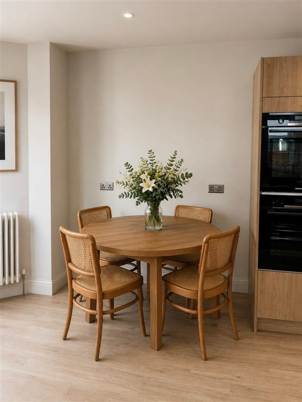 Dining nook beside a kitchen