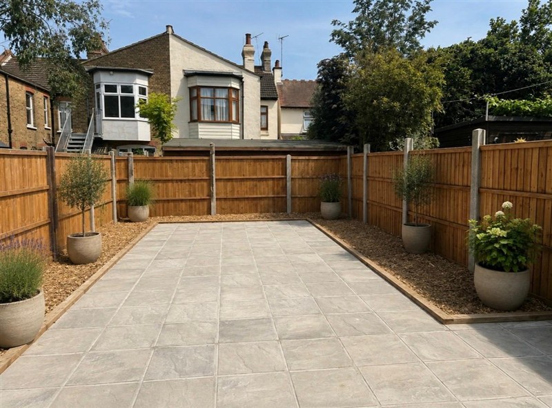 Paved garden terrace