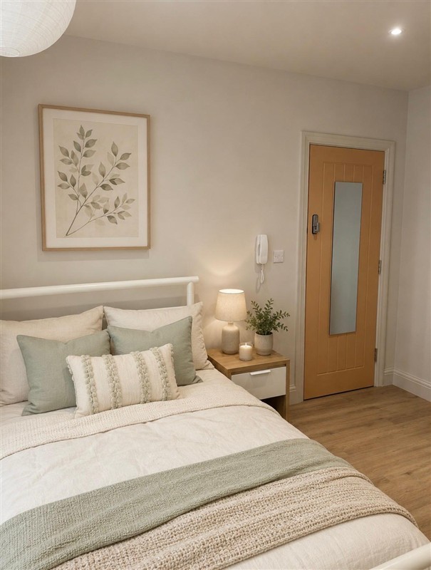 Bedroom interior with bedside lighting