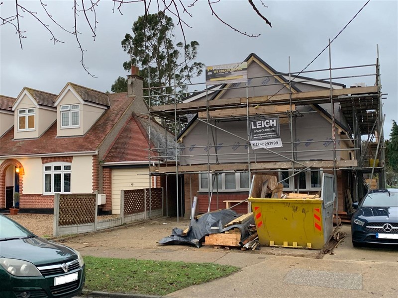 Front elevation during construction