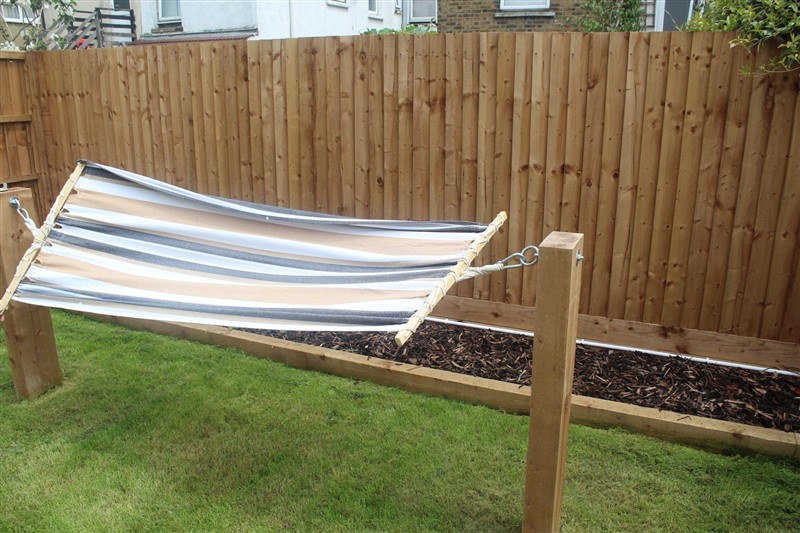Garden hammock beside the lawn
