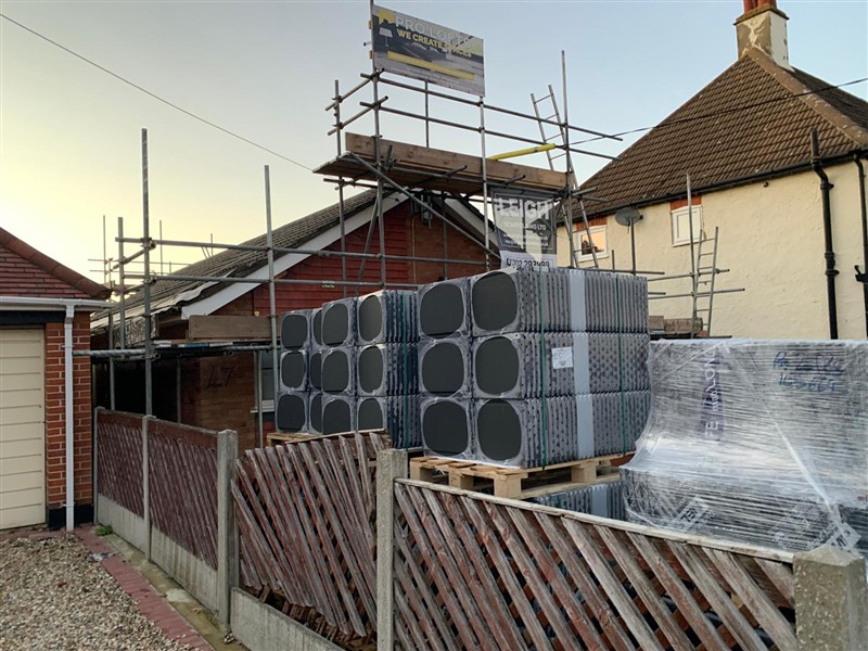 Construction site beside the house