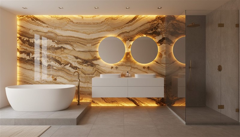 Bathroom with freestanding bath