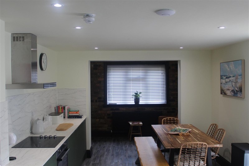 Open-plan kitchen and dining room