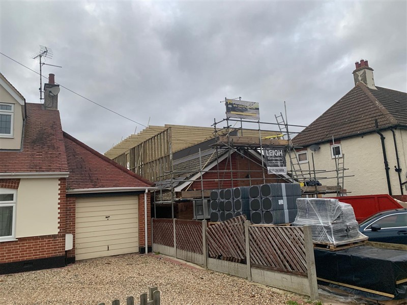 Side elevation during building work
