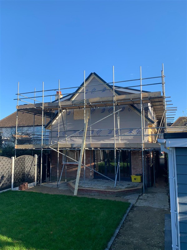 Scaffolded rear elevation