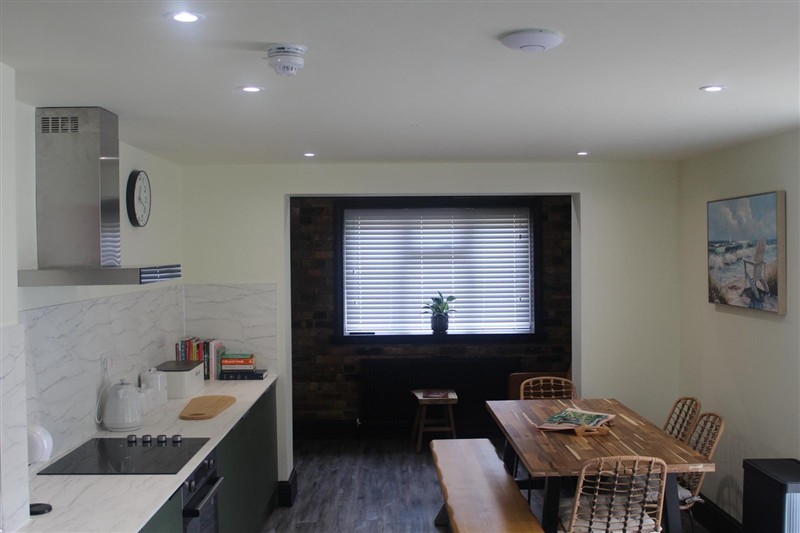 Kitchen and shared dining space